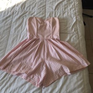 Pleated Pink Plaid Handmade Romper